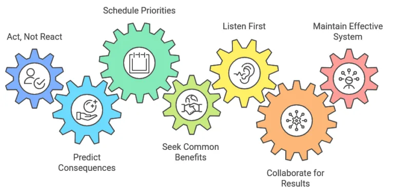 A diagram of the 7 habits of highly effective people